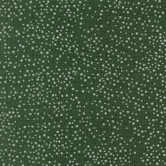 Moda's off-white scattered spots on juniper green Mums Christmas by Robin Pickens cotton quilting fabric.