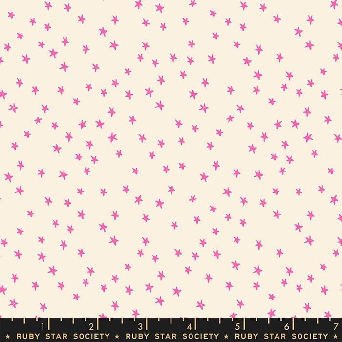 Cotton quilting fabric pattern called 'Mini Starry in Neon Pink'. Part of the 'Starry' fabric collection. Designed by Ruby Star Society for fabric company Moda Fabrics. SKU: RS4110 22. 44-45 inch width.