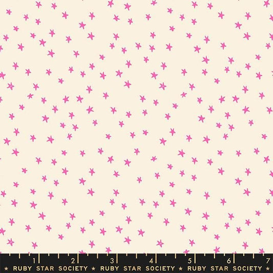Cotton quilting fabric pattern called 'Mini Starry in Neon Pink'. Part of the 'Starry' fabric collection. Designed by Ruby Star Society for fabric company Moda Fabrics. SKU: RS4110 22. 44-45 inch width.
