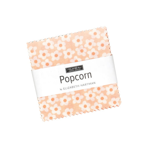 Moda's Popcorn Mini Charm Pack by Elizabeth Hartman. 42 squares of cotton quilting fabric, 2.5 in x 2.5 in, SKU 51280MC