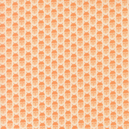 Moda's small orange and peach novelty garden ladybugs and beetles on cream Popcorn by Elizabeth Hartman cotton quilting fabric