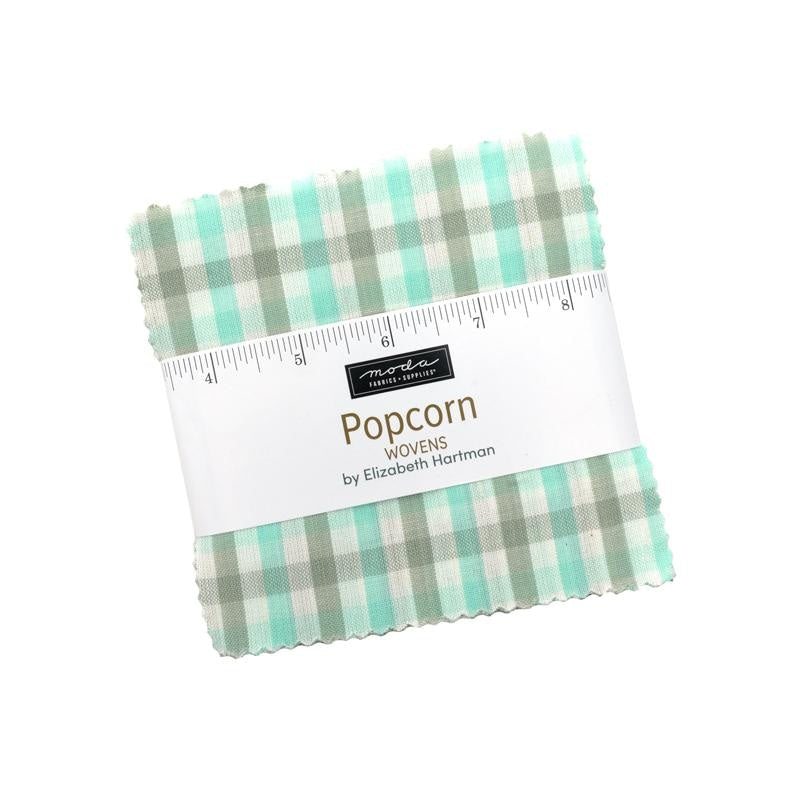 Moda's Popcorn Wovens Charm Pack by Elizabeth Hartman. 42 squares of cotton quilting fabric, 5 in x 5 in, SKU 51285PP