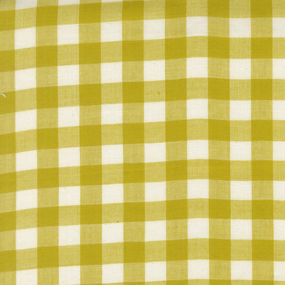Moda's Popcorn Wovens by Elizabeth Hartman cotton quilting fabric features small citrine gingham checks on cream.