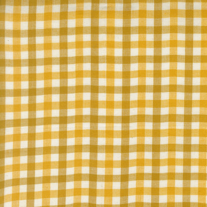Moda's small-scale golden yellow gingham checks Popcorn Wovens by Elizabeth Hartman cotton quilting fabric with cream.
