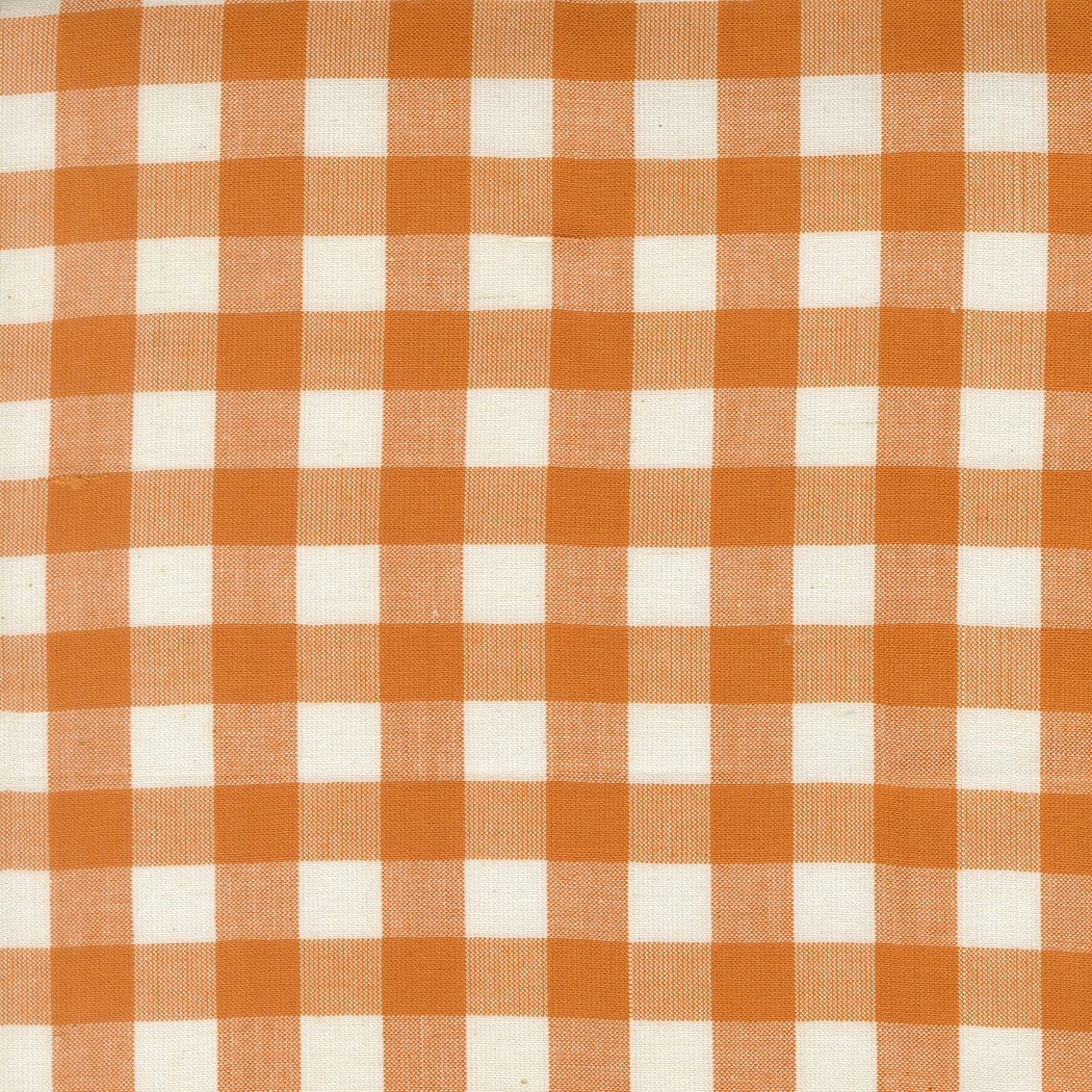 Moda's Rust gingham checks on cream Popcorn Wovens by Elizabeth Hartman cotton quilting fabric.