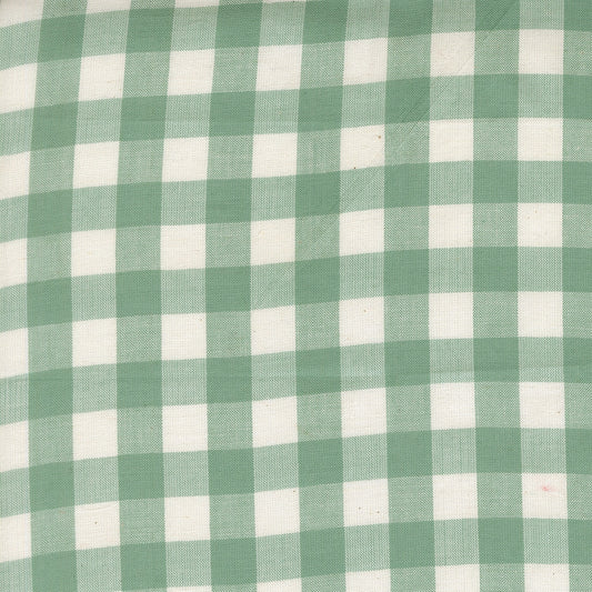 Sage green and ivory gingham check Moda's Popcorn Wovens by Elizabeth Hartman cotton quilting fabric