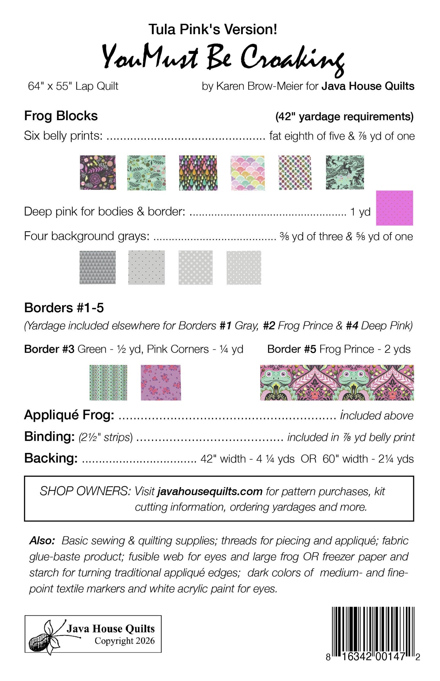 You Must be Croaking Pattern by Karen Brow-Meier