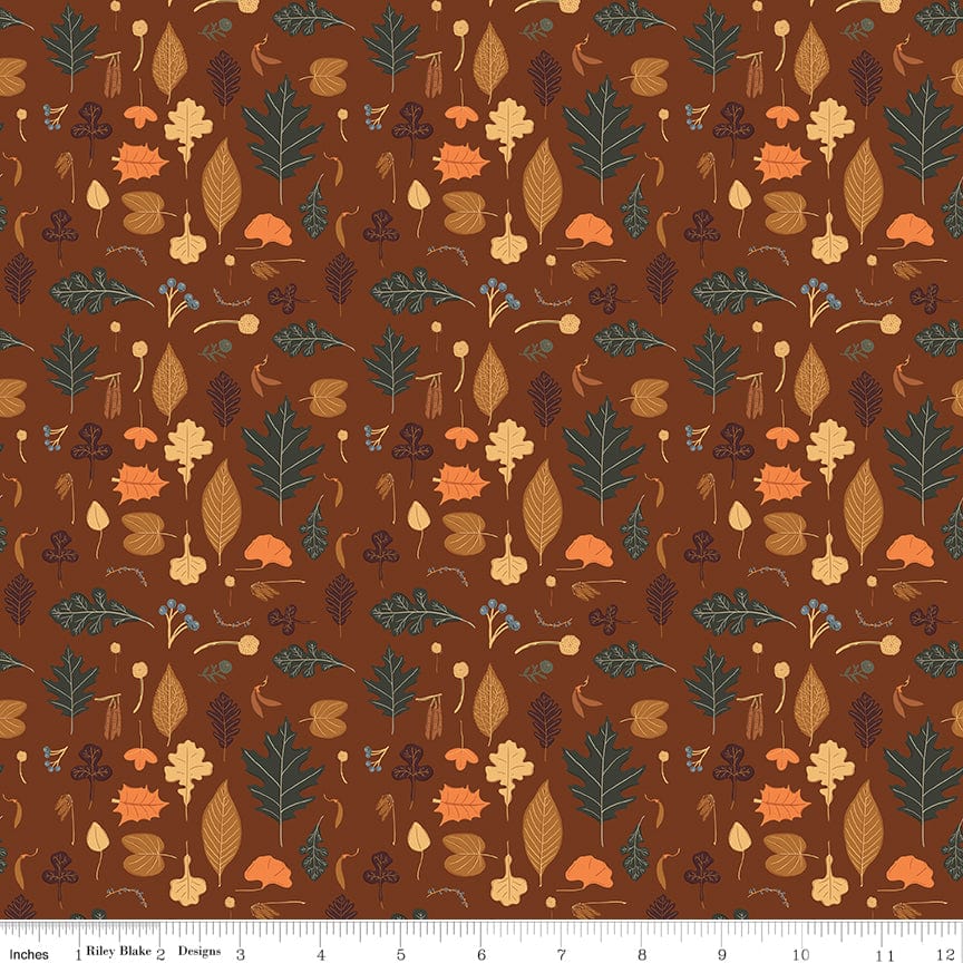 Pumpkin Spice - Leaves in Brown - Simple Simon & Company - C14991-BROWN - Half Yard