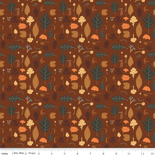 Pumpkin Spice - Leaves in Brown - Simple Simon & Company - C14991-BROWN - Half Yard