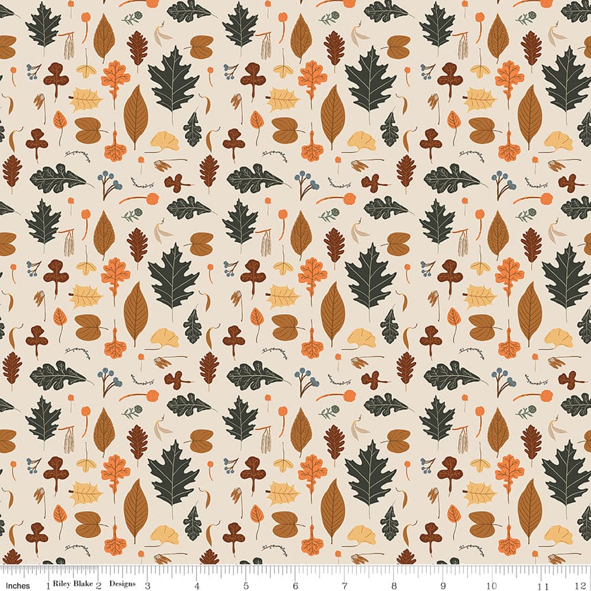 Pumpkin Spice - Leaves in Ivory - Simple Simon & Company - C14991-IVORY - Half Yard