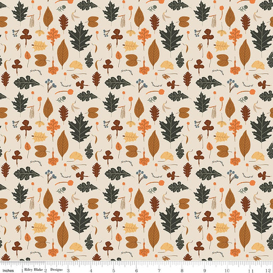 Pumpkin Spice - Leaves in Ivory - Simple Simon & Company - C14991-IVORY - Half Yard