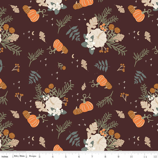 Pumpkin Spice - Main in Espresso - Simple Simon & Company - C14990-ESPRESSO - Half Yard