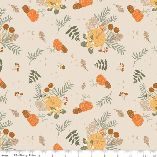 Pumpkin Spice - Main in Ivory - Simple Simon & Company - C14990-IVORY - Half Yard