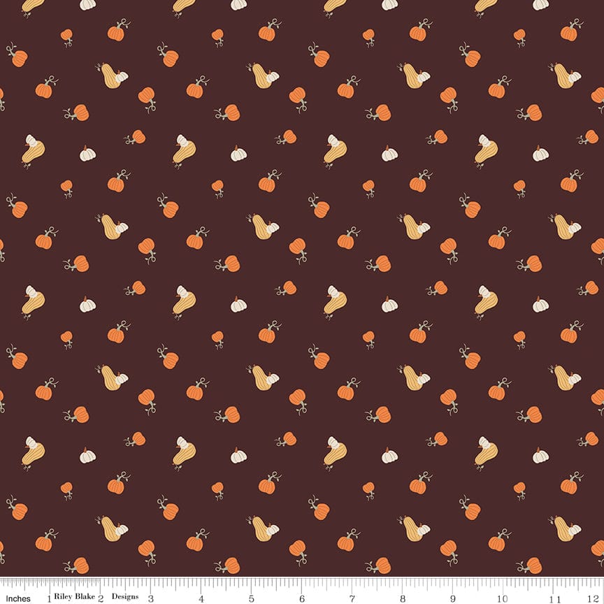 Pumpkin Spice - Pumpkins in Espresso - Simple Simon & Company - C14993-ESPRESSO - Half Yard
