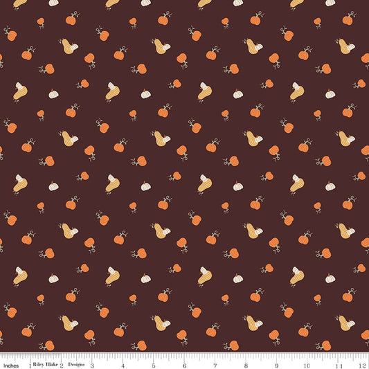Pumpkin Spice - Pumpkins in Espresso - Simple Simon & Company - C14993-ESPRESSO - Half Yard