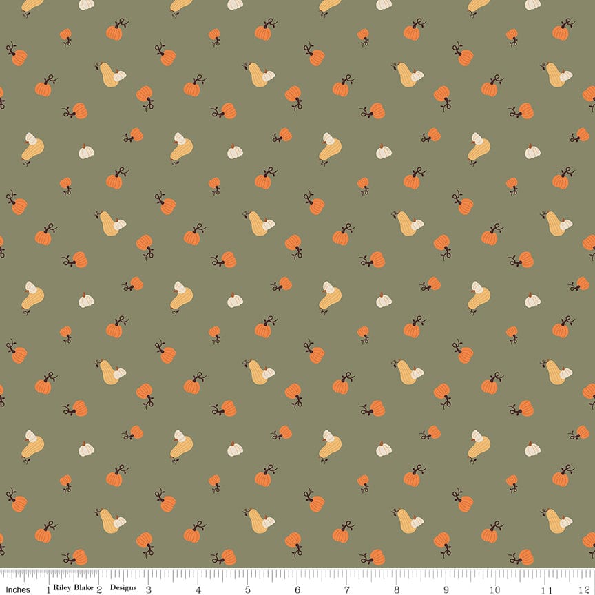 Pumpkin Spice - Pumpkins in Olive - Simple Simon & Company - C14993-OLIVE - Half Yard