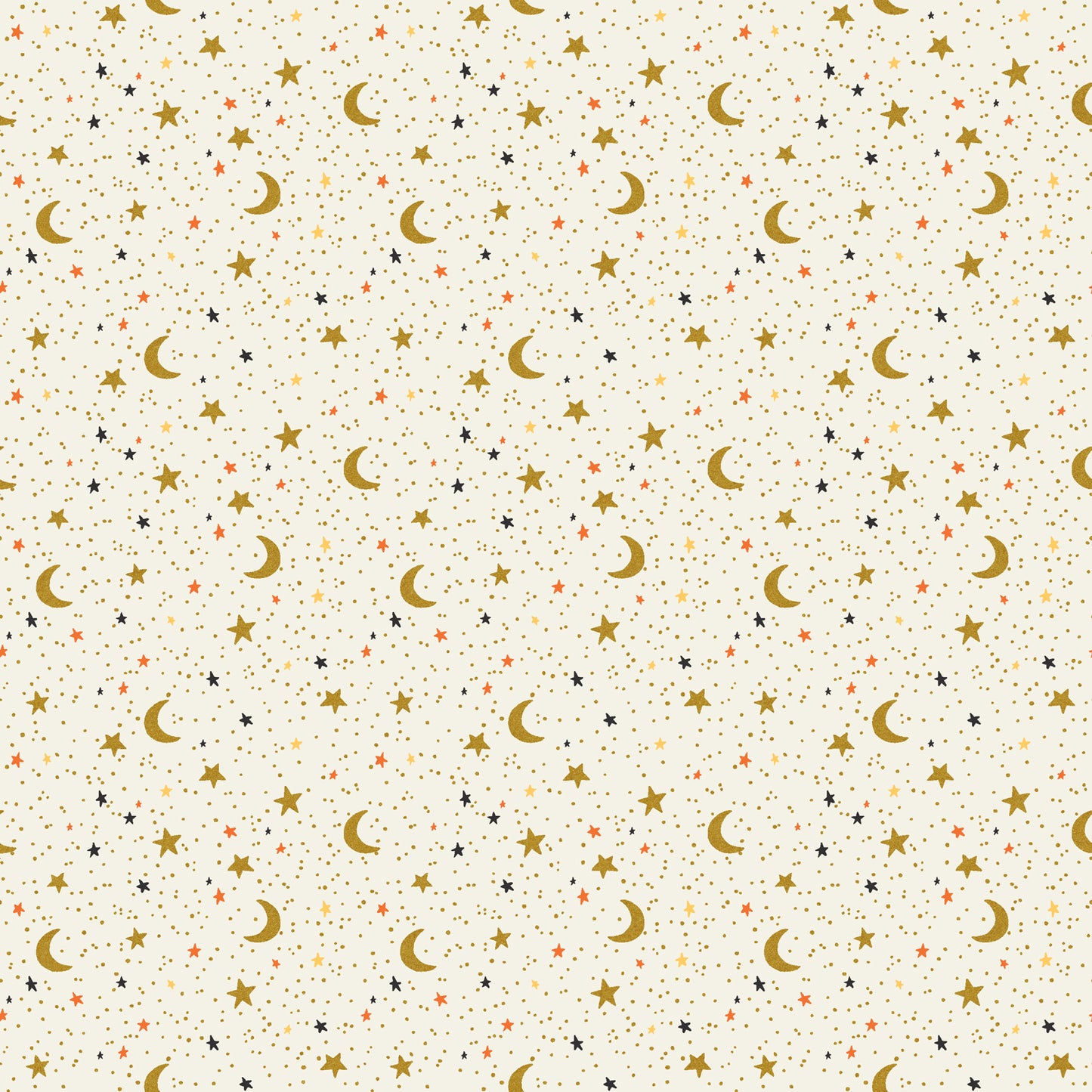 Pattern of moons and stars on a beige background