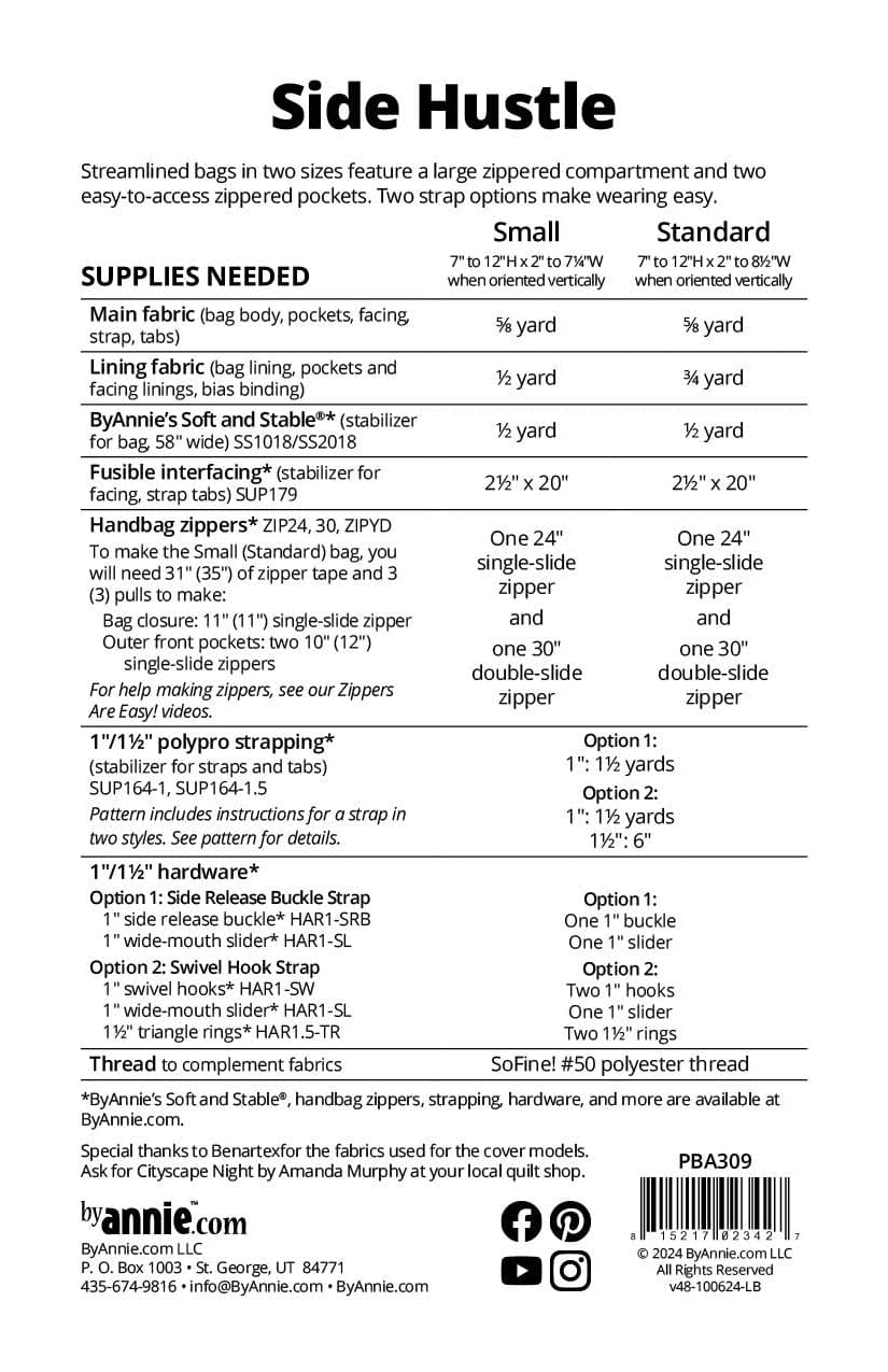 Side Hustle Pattern - Pattern by By Annie - Paper Pattern - PBA309