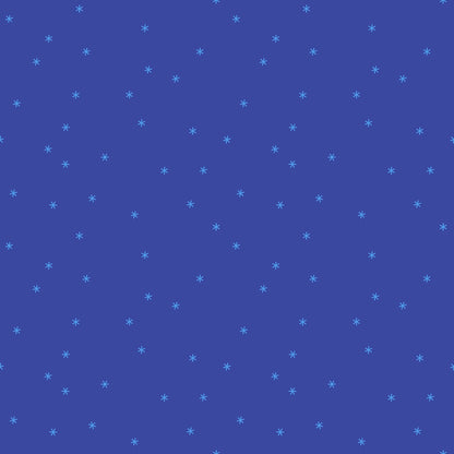 Moda's deep blue scattered stars cotton quilting fabric from Sidekicks by Ruby Star Society's Ruby Star Society, with bright blue celestial stars.