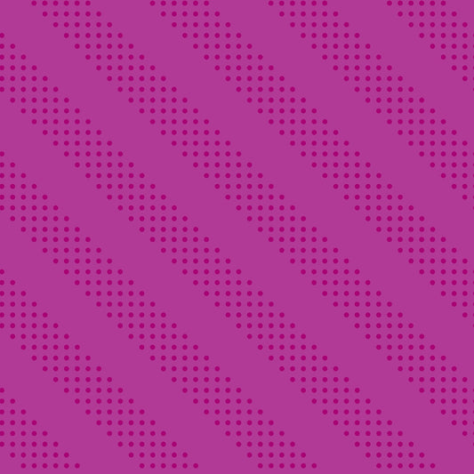 Bright cheshire purple cotton quilting fabric with fuchsia polka dots forming diagonal stripes. Sidekicks by Ruby Star Society's Ruby Star Society.