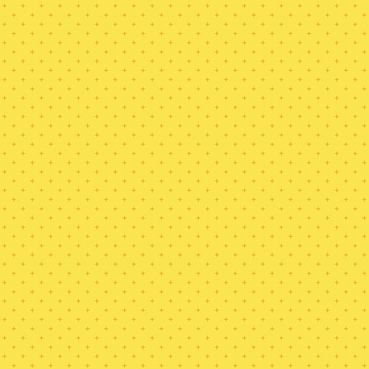 Chrome yellow cotton quilting fabric with small amber orange geometric plus signs from Moda's Sidekicks by Ruby Star Society's Ruby Star Society.