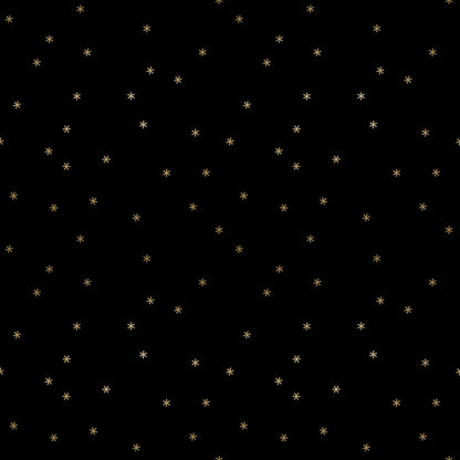 Moda's scattered celestial gold stars on black Sidekicks by Ruby Star Society's Ruby Star Society cotton quilting fabric
