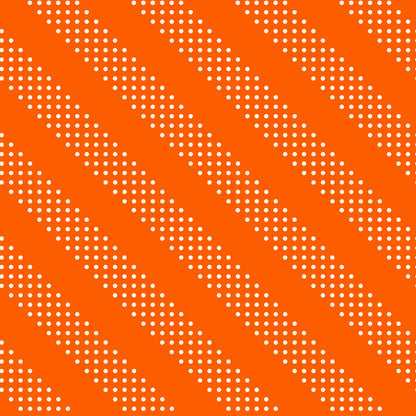 Small white diagonal polka dots create a striped effect on goldfish orange cotton quilting fabric. Sidekicks by Ruby Star Society's Ruby Star Society.