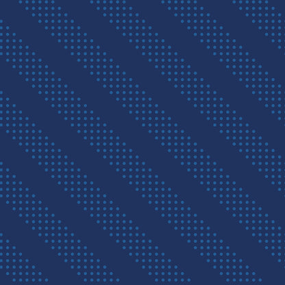 Moda's navy diagonal dotted stripes cotton quilting fabric with bright blue dots. Sidekicks by Ruby Star Society's Ruby Star Society.