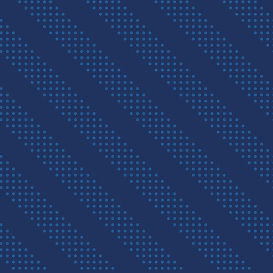 Moda's navy diagonal dotted stripes cotton quilting fabric with bright blue dots. Sidekicks by Ruby Star Society's Ruby Star Society.
