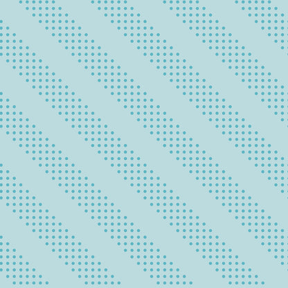Moda's Sidekicks cotton quilting fabric with polar blue diagonal stripes of small aqua polka dots by Ruby Star Society's Ruby Star Society.
