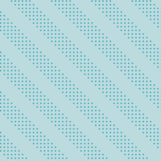 Moda's Sidekicks cotton quilting fabric with polar blue diagonal stripes of small aqua polka dots by Ruby Star Society's Ruby Star Society.