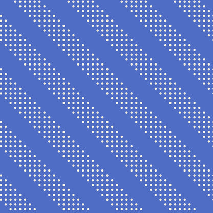 Royal blue dotted diagonal stripes cotton quilting fabric. Moda's Sidekicks by Ruby Star Society's Ruby Star Society, with small white polka dots.