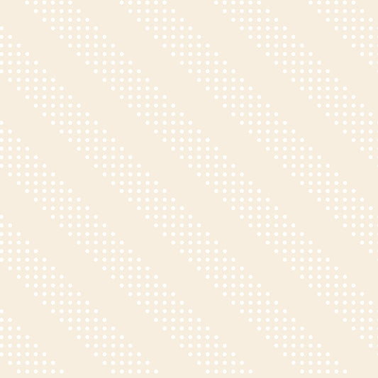 Moda's Sidekicks cotton quilting fabric with diagonal stripes of small white polka dots on a shell cream background by Ruby Star Society's Ruby Star Society.