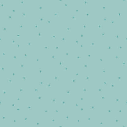 Moda's Sidekicks cotton quilting fabric: dark teal scattered stars on a turquoise background by Ruby Star Society's Ruby Star Society.