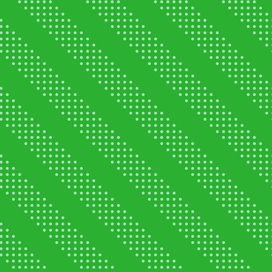 Moda's verdant green fabric with pale mint green polka dot diagonal stripes. Sidekicks by Ruby Star Society's Ruby Star Society cotton quilting fabric.
