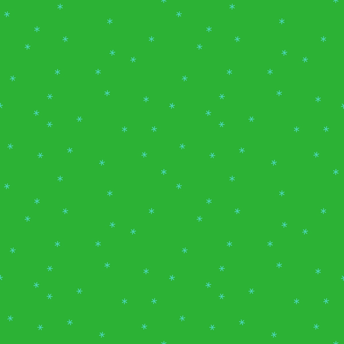 Moda's verdant green cotton quilting fabric with small, scattered aqua stars. Sidekicks by Ruby Star Society's Ruby Star Society.