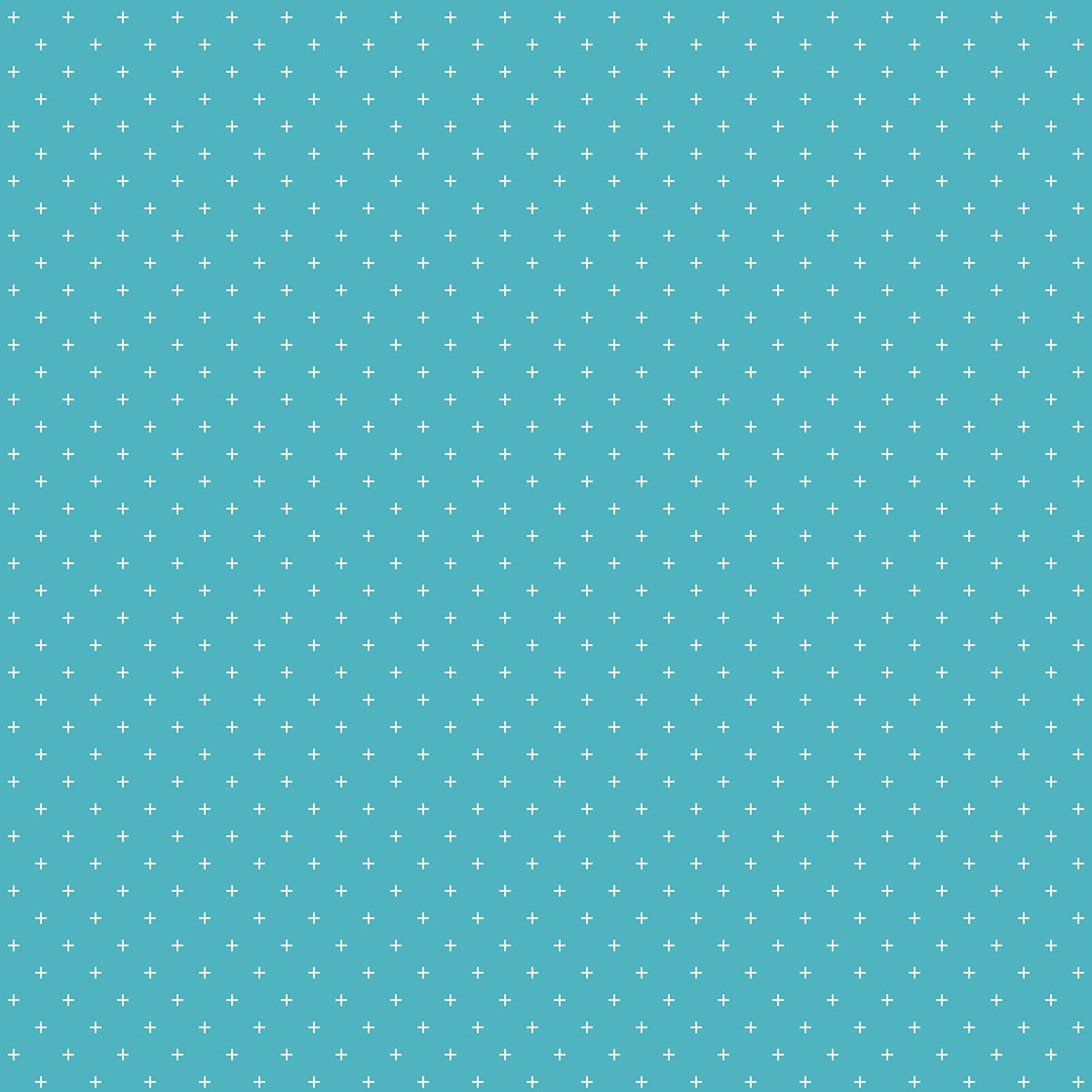 Moda's bright aqua cotton quilting fabric with white geometric plus signs. Sidekicks by Ruby Star Society's Ruby Star Society.