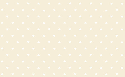 Sparkle Shopper by Ruby Star Society's Melody Miller cotton quilting fabric, featuring small white Valentine's Day hearts scattered on a cream background.