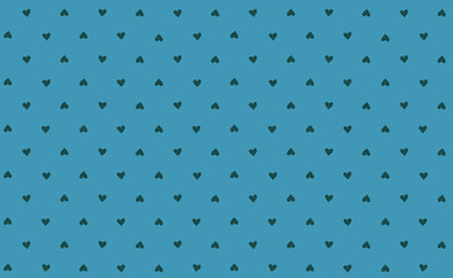 Sparkle Shopper by Ruby Star Society's Melody Miller cotton quilting fabric: small dark teal blue hearts on vintage blue. Perfect for Valentine's Day.