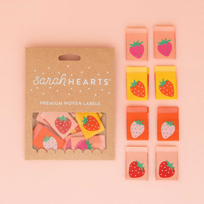 Sarah Hearts - Strawberry - Sewing Woven Clothing Label Tags - LP211