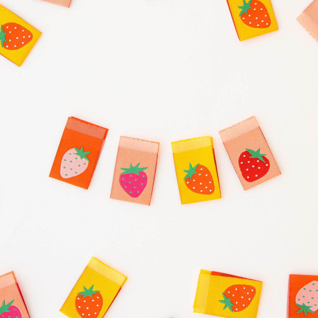 Strawberry Multipack - Sewing Woven Clothing Label Tags Strawberry Multipack - Sewing Woven Clothing Label Tags