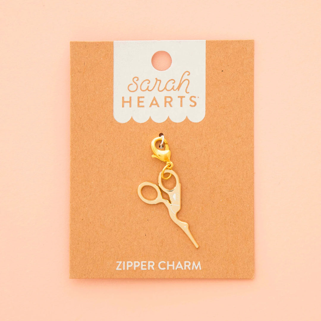 Sarah Hearts - Gold Stork Scissors Zipper Charm - ZC05