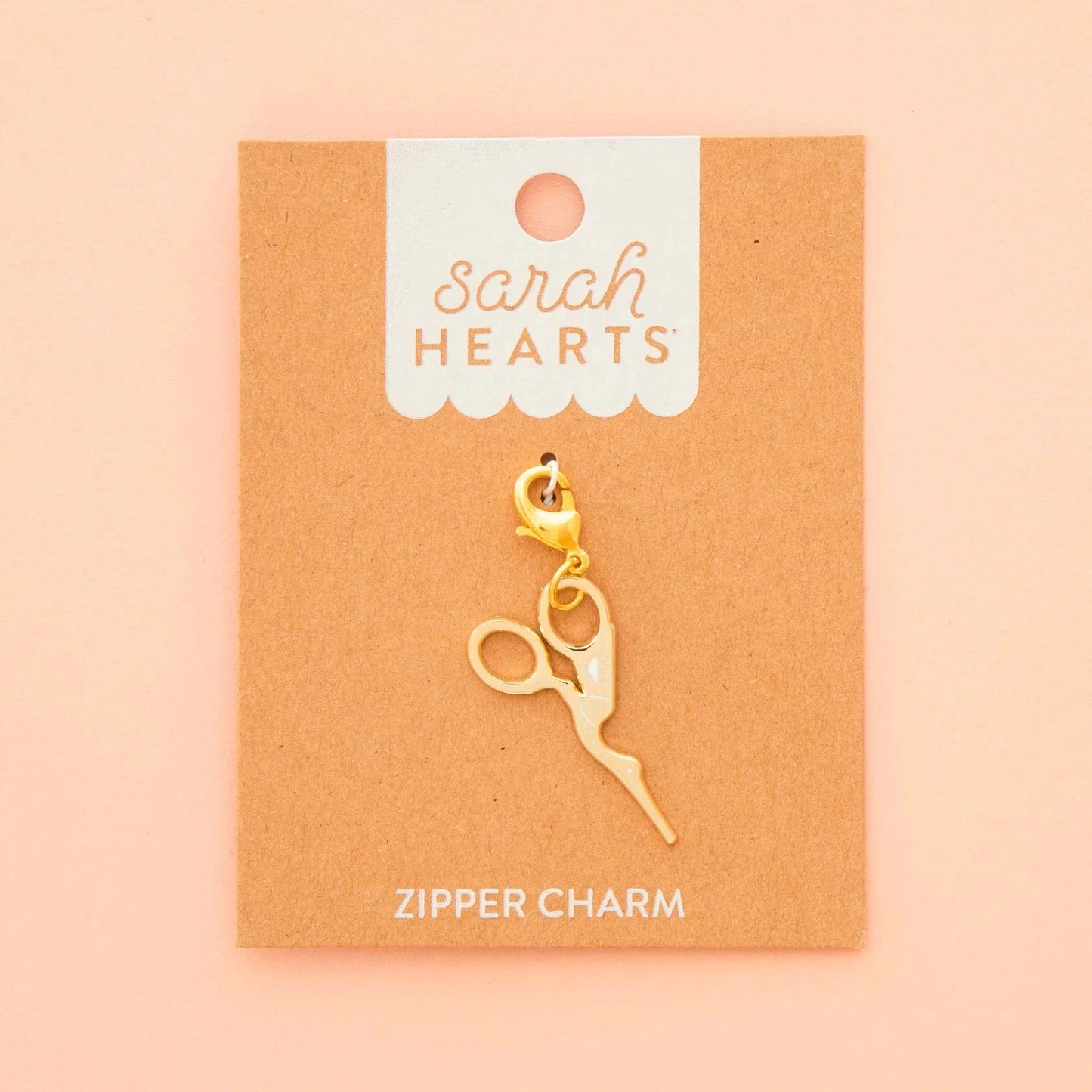 Sarah Hearts - Gold Stork Scissors Zipper Charm - ZC05