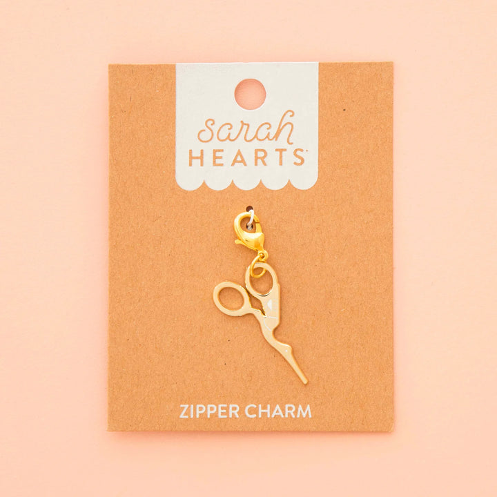 Sarah Hearts - Gold Stork Scissors Zipper Charm - ZC05