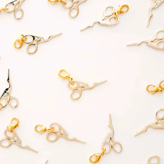 Sarah Hearts - Gold Stork Scissors Zipper Charm - ZC05