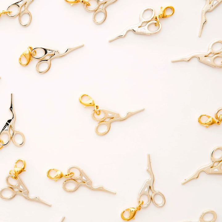 Sarah Hearts - Gold Stork Scissors Zipper Charm - ZC05