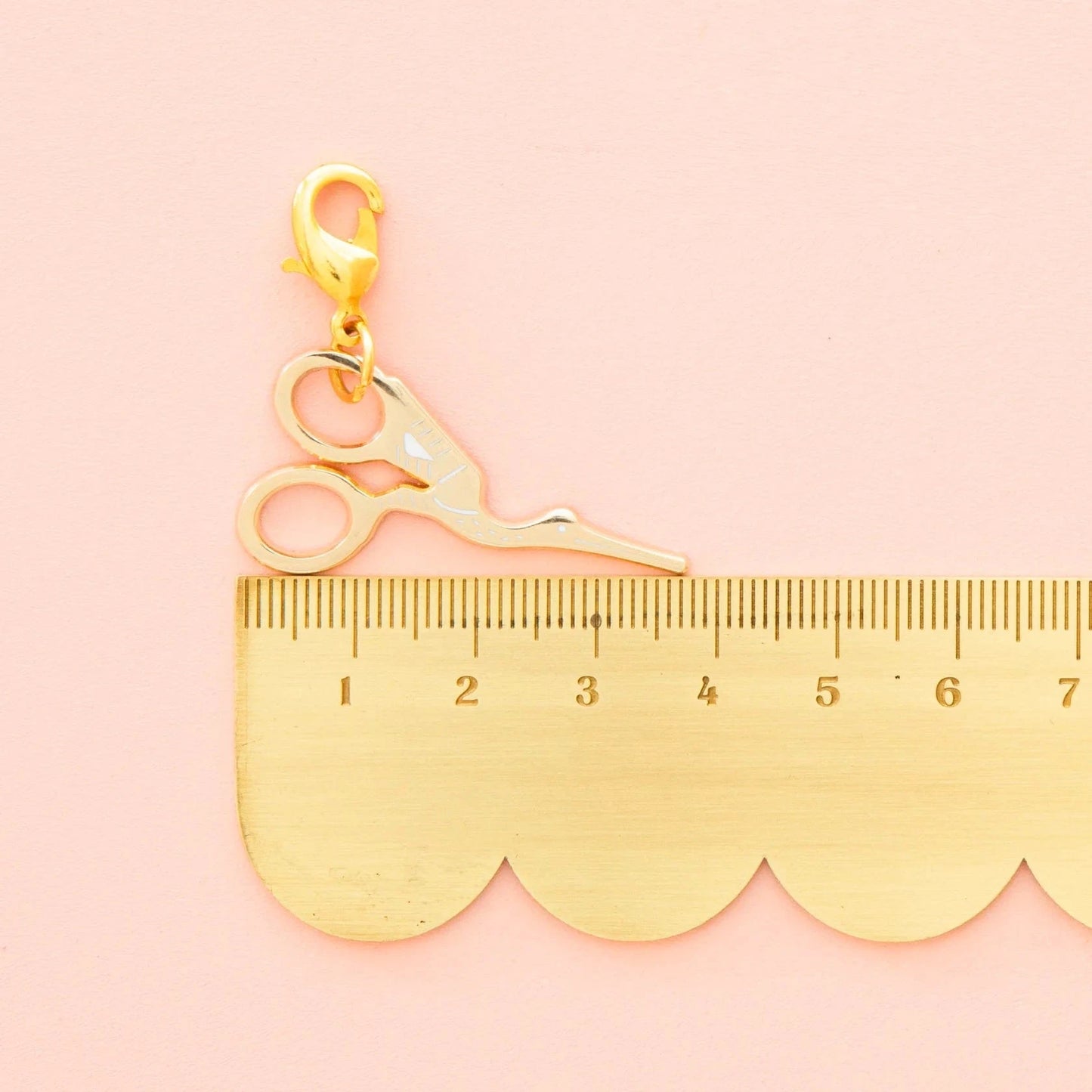 Sarah Hearts - Gold Stork Scissors Zipper Charm - ZC05