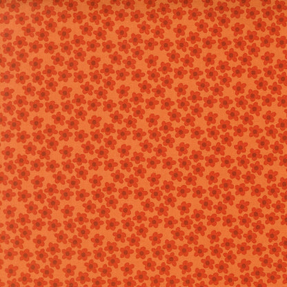 Moda's small coral flowers on clementine orange cotton quilting fabric from Toast and Jam by Elizabeth Hartman.