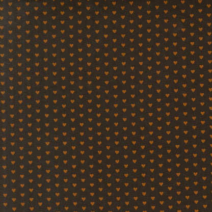 Moda's Small orange hearts on dark espresso brown for a love theme. Toast and Jam by Elizabeth Hartman cotton quilting fabric.