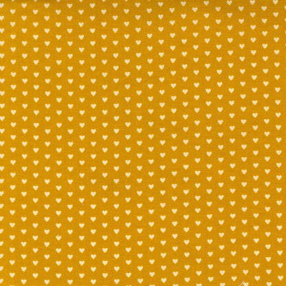 Moda's small cream hearts on goldrush gold Toast and Jam by Elizabeth Hartman cotton quilting fabric